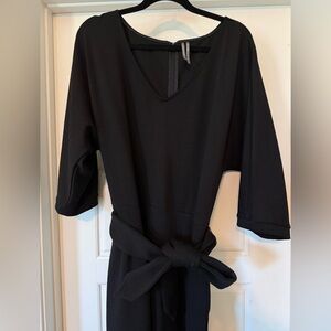 Anthropologie Sutton Ponte Black V-Neck Jumpsuit // SZ XL